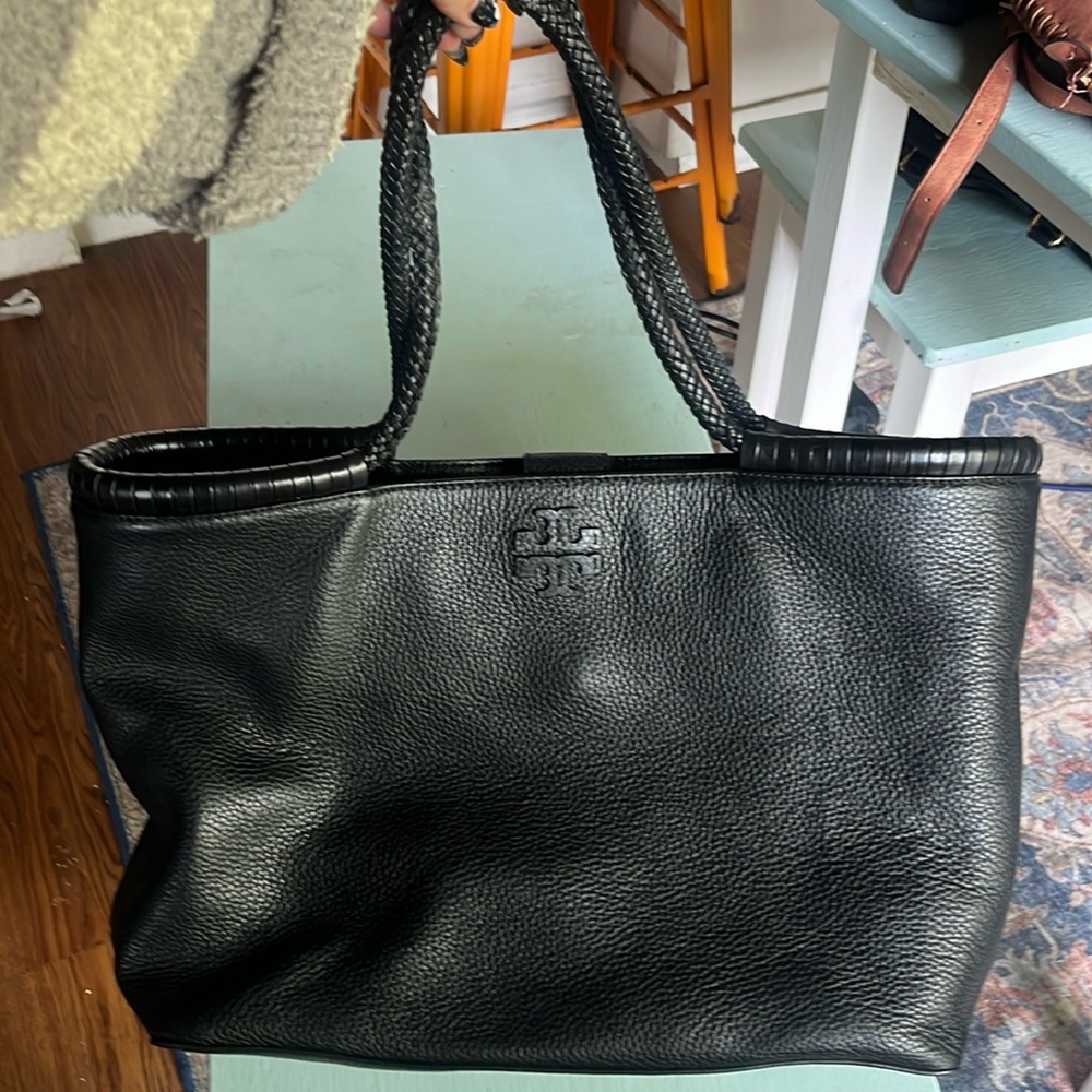 Black Leather Tory Burch Tote Perfect Condition